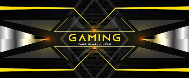 Vector futuristic yellow and black gaming header social media banner template