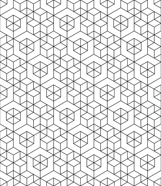 Futuristisch continu zwart-wit patroon, ongrijpbare motief abstracte achtergrond met geometrische figuren. Monochroom decoratieve naadloze achtergrond, kan worden gebruikt voor design en textiel.