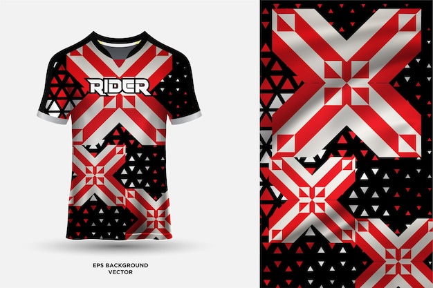 Futuristisch en fantastisch T-shirt jersey-ontwerp geschikt voor sportraces, voetbalgaming en e-sportvectoren