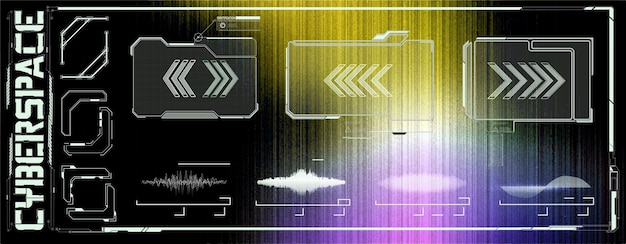 Futuristisch interfaceontwerp met dynamische elementen voor een cyberspace-thema met geluidsvisuals