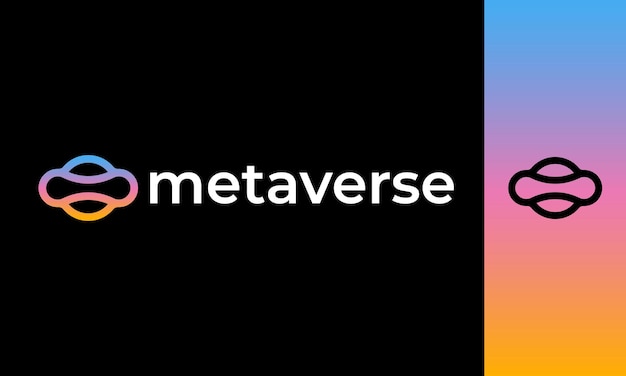 Vector futuristisch logo-ontwerp en visuele identiteit van de metaverse planeet voor de metaverse-industrie