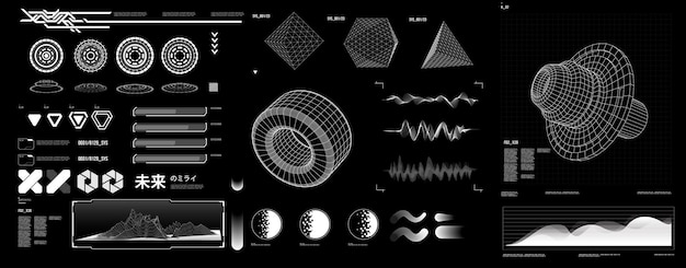 Futuristisch vormelement HUD GUI Sciencefiction cyberpunk retrofuturisme concept vaporwave Vector