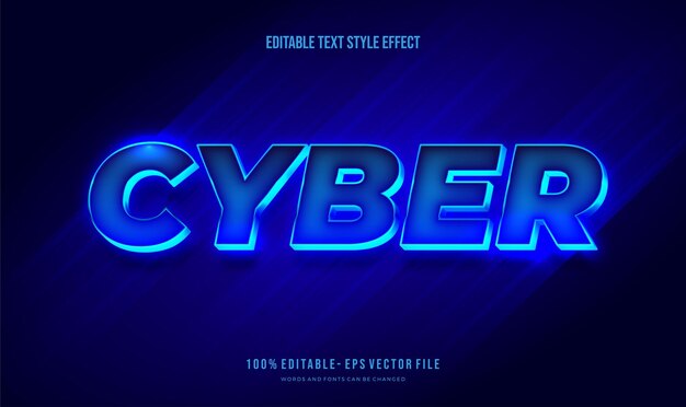 Futuristische blauwe gloeiende glanzende kleur tekststijl-effect bewerkbare lettertypen vectorbestanden