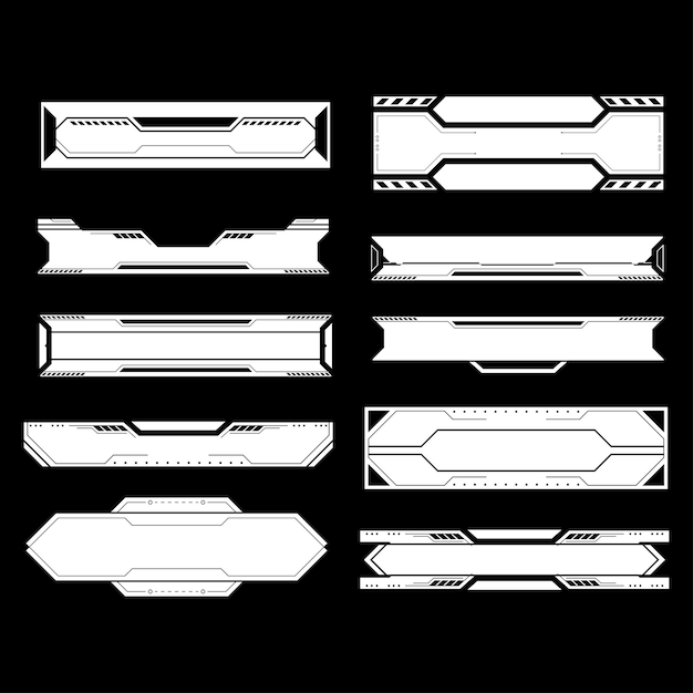 Futuristische cyberpunk sci fi interface-element hud technologie frame grafische vector ontwerpsjabloon