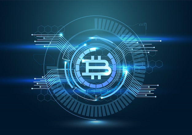 Futuristische digitale achtergrond met bitcoin