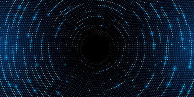Futuristische digitale cirkels van gloeiende deeltjes Abstracte cirkelvormige geluidsgolf Big data visualisatie in cyberspace Patroon van stippen Vector Illustratie