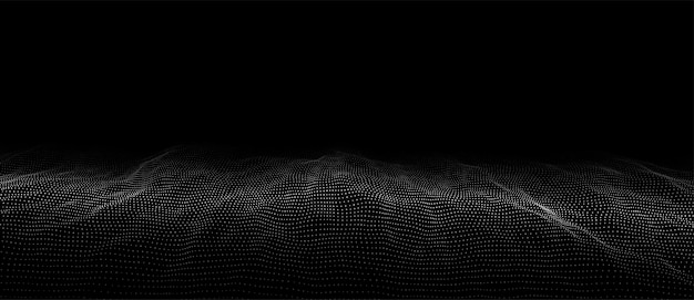 Futuristische digitale golf Donkere cyberspace Abstracte vectorgolf met stippen Witte bewegende deeltjes op de achtergrond