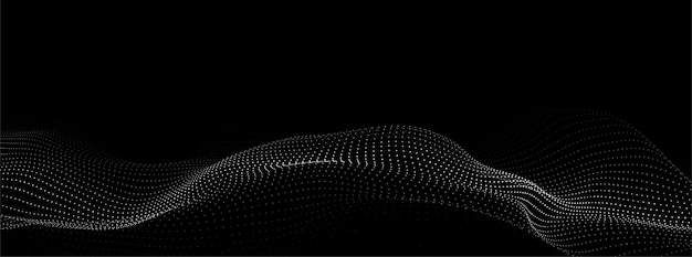 Futuristische digitale golf Donkere cyberspace Abstracte vectorgolf met stippen Witte bewegende deeltjes op een zwarte achtergrond