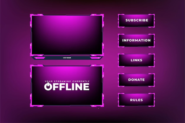 Futuristische gaming scherm interface decoratie met girly roze kleur meisje gamer streaming overlay ontwerp met creatieve abstracte vormen Online gaming overlay vector op een donkere achtergrond