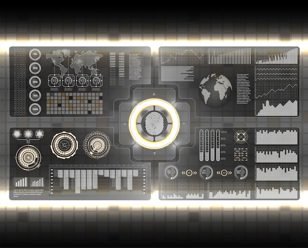 Futuristische gebruikersinterface. hud ui. abstracte virtuele grafische aanrakingsgebruikersinterface. infographic van de auto. wetenschappelijke samenvatting. illustratie.