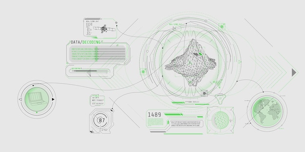 Futuristische geowetenschappelijke software schermontwerp met data decodering