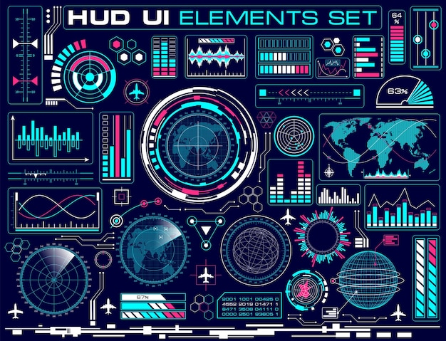 Futuristische grafische gebruikersinterface HUD UI vector set