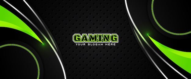 Futuristische groene en zwarte gaming header social media bannersjabloon