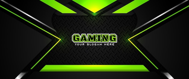 Futuristische groene en zwarte gaming header social media bannersjabloon