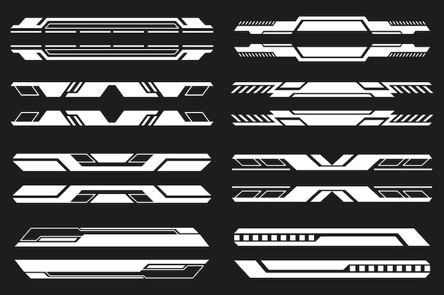 Futuristische header- en footer-interface-elementen High Tech HUD-set