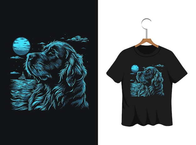 Futuristische honden t-shirt illustratie sjabloon
