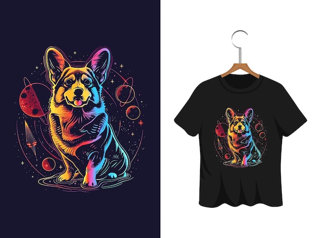 Vector futuristische honden t-shirt illustratie sjabloon