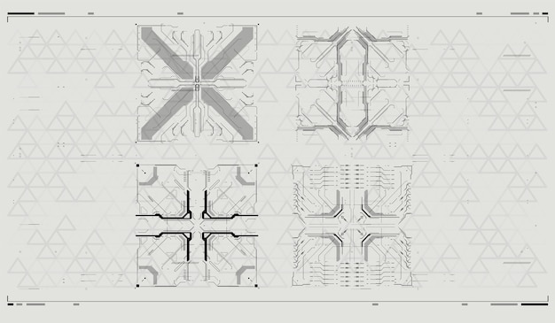 Futuristische HUD frames sci fi technologie sjabloonontwerp gebruikersinterface vierkante frames blokken instellen HUD concept vectorillustratie