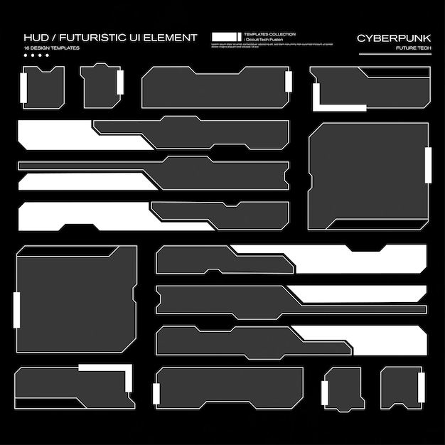 Futuristische HUD UI-elementen voor Cyberpunk-ontwerp