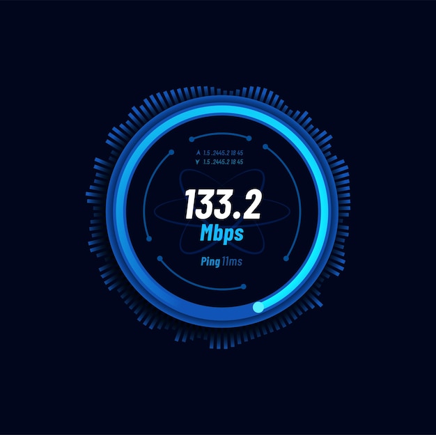 Futuristische internetsnelheidsmeter dial netwerktest