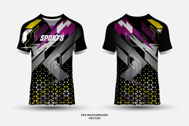 Futuristische Jersey ontwerpsjabloon voetbal Club Uniform Tshirt voor- en achterkant