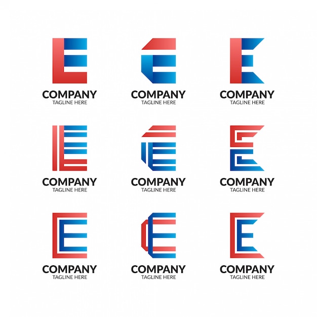 Futuristische letter e logo-collectie
