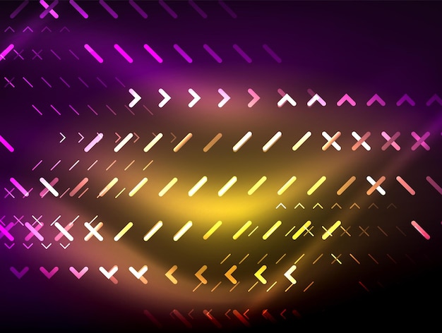 Vector futuristische neonlichten op donkere achtergrond digitale abstracte techno achtergronden gloeiende glanzende lijnen sjabloon met fonkelende effecten