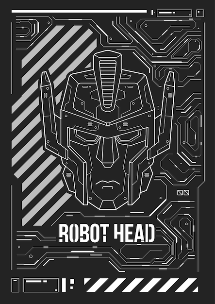 Futuristische poster met een robotkop