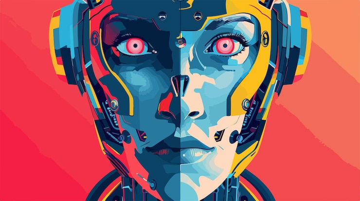 Vector futuristische robotgereedschap in gezichtsvectorillustratie