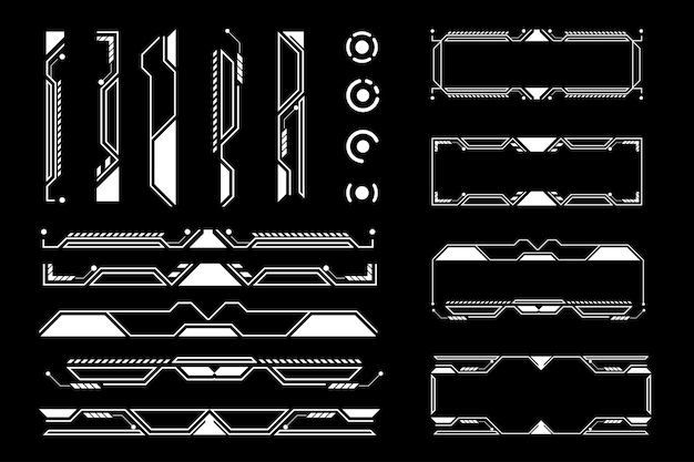 Futuristische sci fi interface-element hud technologie frame grafische vector ontwerpsjabloon