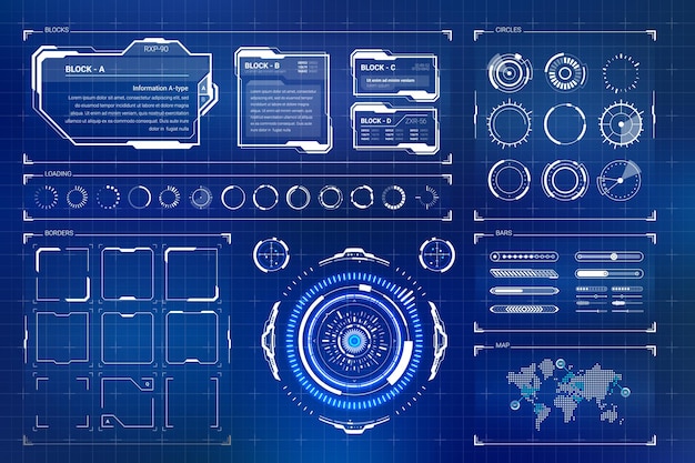 Futuristische SciFi HUD-elementenset