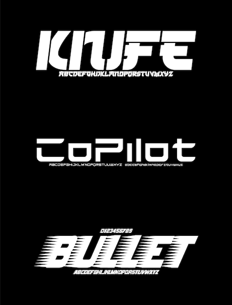 Futuristische set Creatieve vector Sci Fi Display Alphabet Fonts Design Pack Vector Illustratie