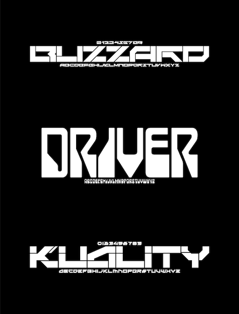 Futuristische set Creatieve vector Sci Fi Display Alphabet Fonts Design Pack Vector Illustratie