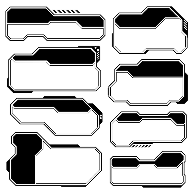 Futuristische set hi tech frame cyberpunk stijl ontwerp element Technologie HUD scifi vierkante vorm ontwerp