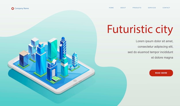 Futuristische stad website sjabloon