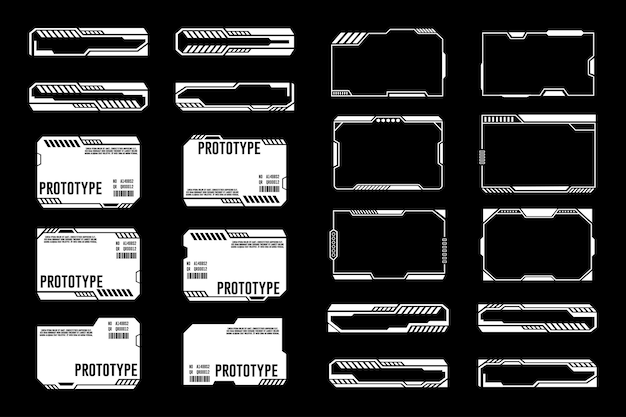 Futuristische streetwear cyberpunk hud interface element technologie grafische vector ontwerp sjabloon