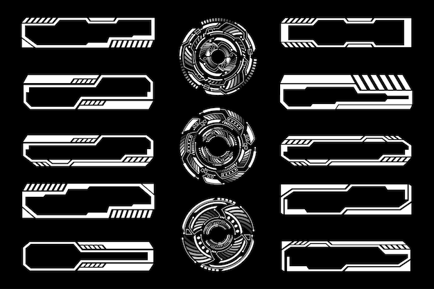 Futuristische Tech Circles en HUD Frames Cyberpunk Interface Design Elementen