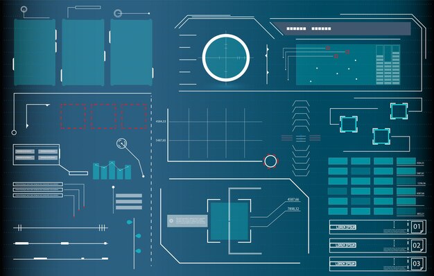 Futuristische vector hud interface schermontwerp digitale toelichtingen titels hud ui gui