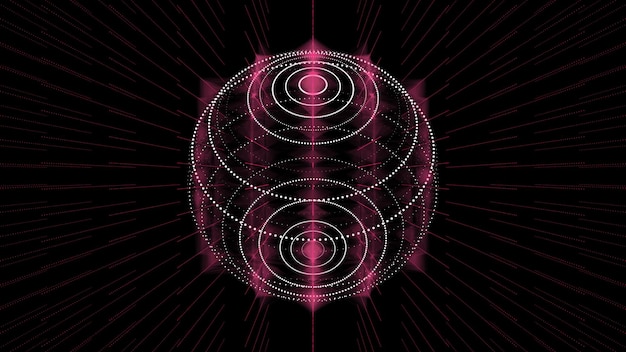 Futuristische vector scifi bol in de ruimte Technologie cirkel een netwerkverbinding big data Digitale ai achtergrond met deeltjes Abstract frame bal 3D wireframe geometrische bol