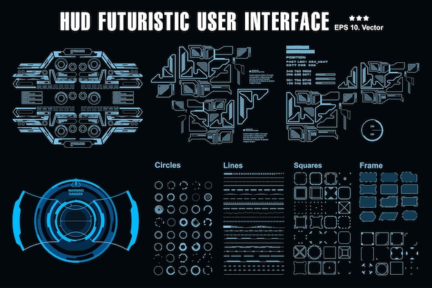 Futuristische virtuele grafische gebruikersinterface met aanraakscherm HUD-dashboardweergave virtual reality-technologie schermdoel