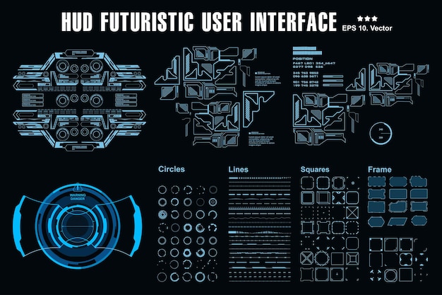 Futuristische virtuele grafische gebruikersinterface met aanraakscherm hud-dashboardweergave virtual reality-technologie schermdoel