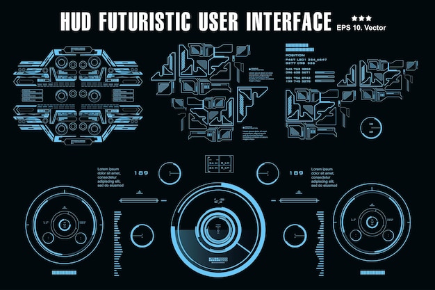 Futuristische virtuele grafische gebruikersinterface met aanraakscherm HUD-dashboardweergave virtual reality-technologie schermdoel