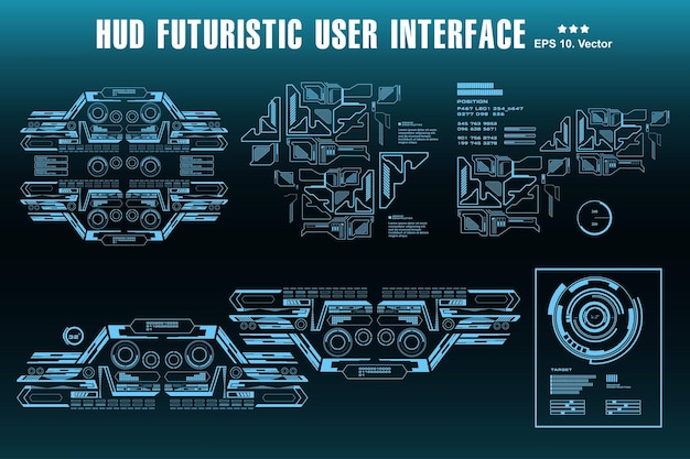 Futuristische virtuele grafische gebruikersinterface met aanraakscherm HUD-dashboardweergave virtual reality-technologie schermdoel