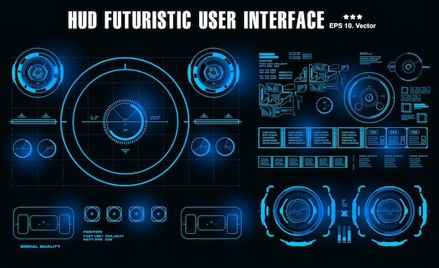 Futuristische virtuele grafische gebruikersinterface met aanraakscherm HUD-dashboardweergave virtual reality-technologiescherm