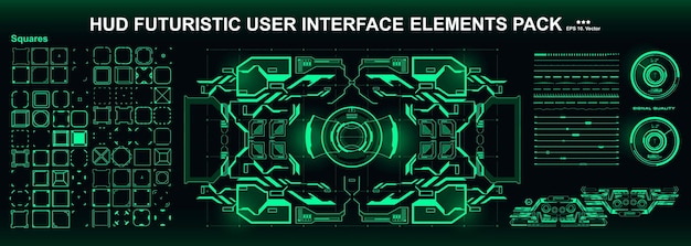 Futuristische virtuele grafische gebruikersinterface met aanraakscherm HUD-interface-elementen HUD-dashboardweergave
