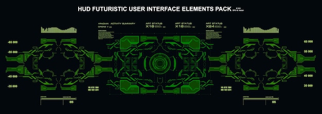 Futuristische virtuele grafische gebruikersinterface met aanraakscherm HUD-interface-elementen HUD-dashboardweergave