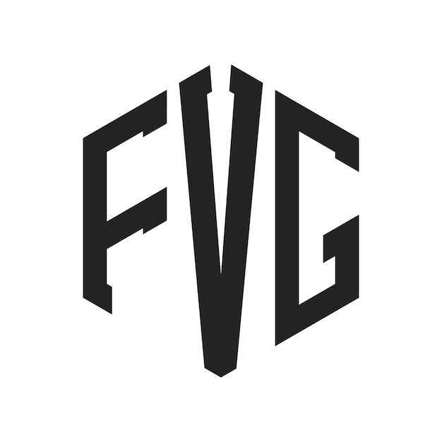 FVGロゴデザイン イニシャルレター FVGモノグラム 六角形の形を用いたロゴ
