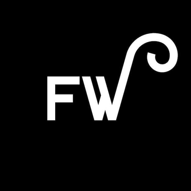Вектор Дизайн логотипа fw на черном фоне fw творческие инициалы концепция логотипа букв fw дизайн букв fw дизайн белых букв на черном фонде f w f w логотип