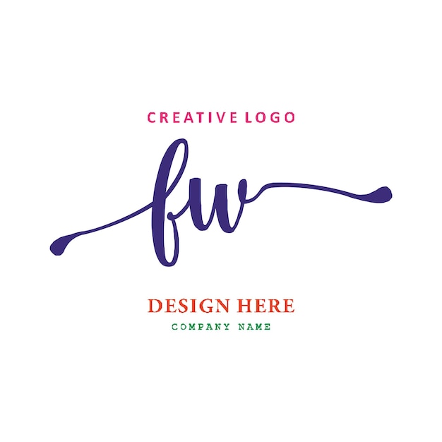 Vector fw lettering logo is simple easy to understand and authoritative