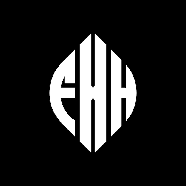 Вектор Дизайн логотипа круговой буквы fxh с формой круга и эллипса буквы эллипса fxh с типографическим стилем три инициалы образуют логотип круга эмблема круга fxh абстрактная монограмма буква марка вектор
